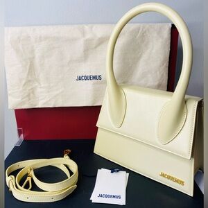 Jacquemus LARGE Le Grand Chiquito in Cream Calfskin Leather  w/Tags & Dust Cover